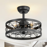 16.5-in Black Enclosed Caged Ceiling Fan with Remote Light(7-blade)